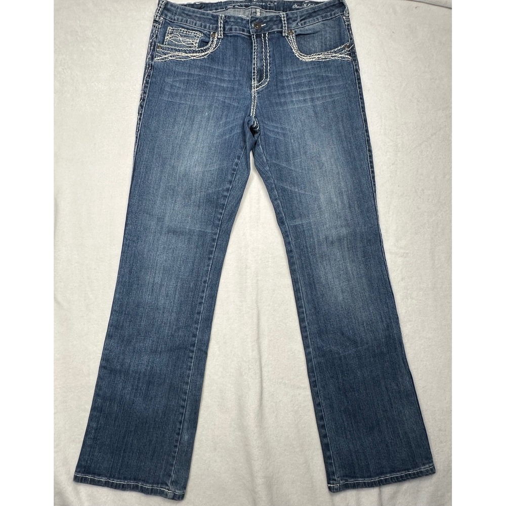 Cowgirl Tuff Co Show It Off‎ Bootcut Jeans Blue Embroidered Western Womens 35x33